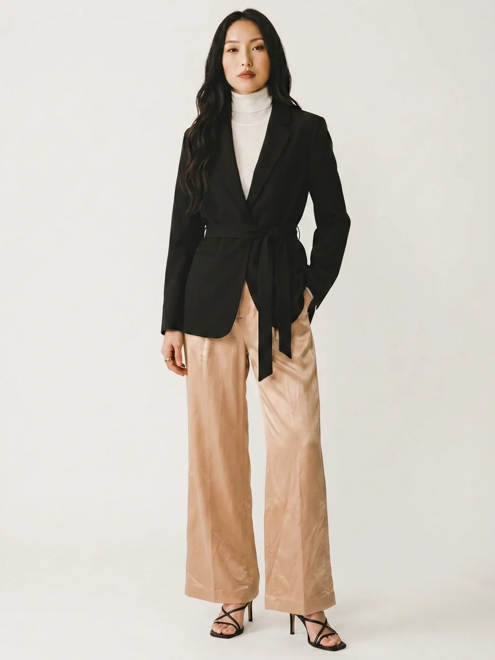 Banana Republic Brigitte Satin Wide Leg Pants Size 2 Champagne Gold Shimmer